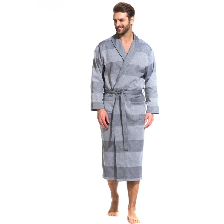 Мужской халат из органического хлопка 417 Pur Organique gray, PECHE MONNAIE