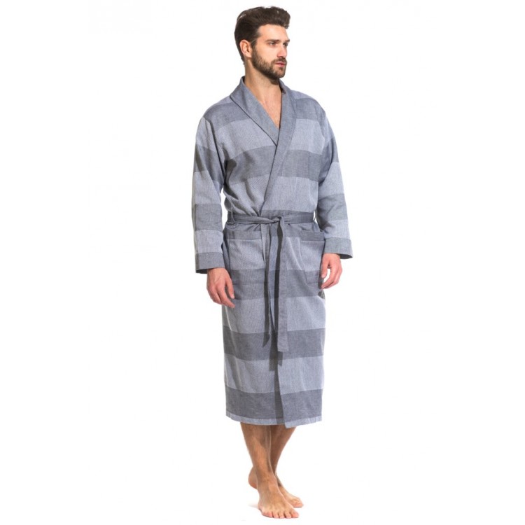 Мужской халат из органического хлопка 417 Pur Organique gray, PECHE MONNAIE