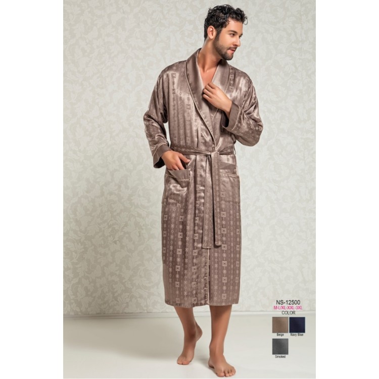 Мужской атласный халат 12500-Silk bamboo antracite, Peche Monnaie