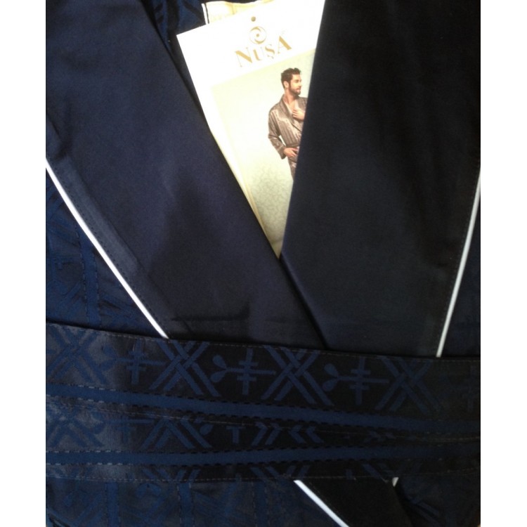 Синий мужской атласный халат 12500-Silk bamboo blue, Peche Monnaie
