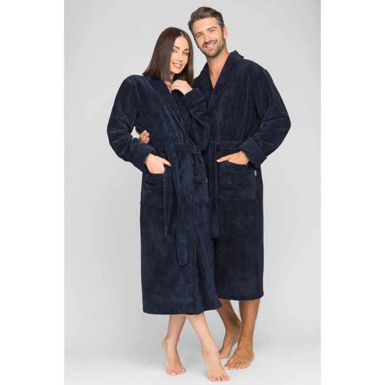 Мужской махровый халат из бамбука 908-blue NATUREL, Peche Monnaie 
