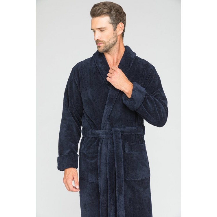 Мужской махровый халат из бамбука 908-blue NATUREL, Peche Monnaie 