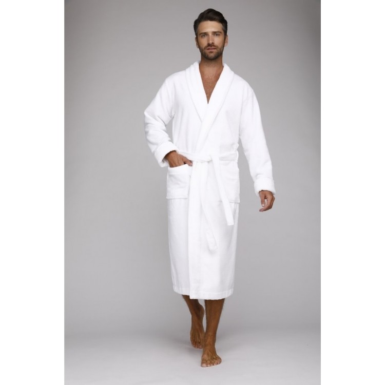 Мужской махровый халат из бамбука 908-white NATUREL, Peche Monnaie 