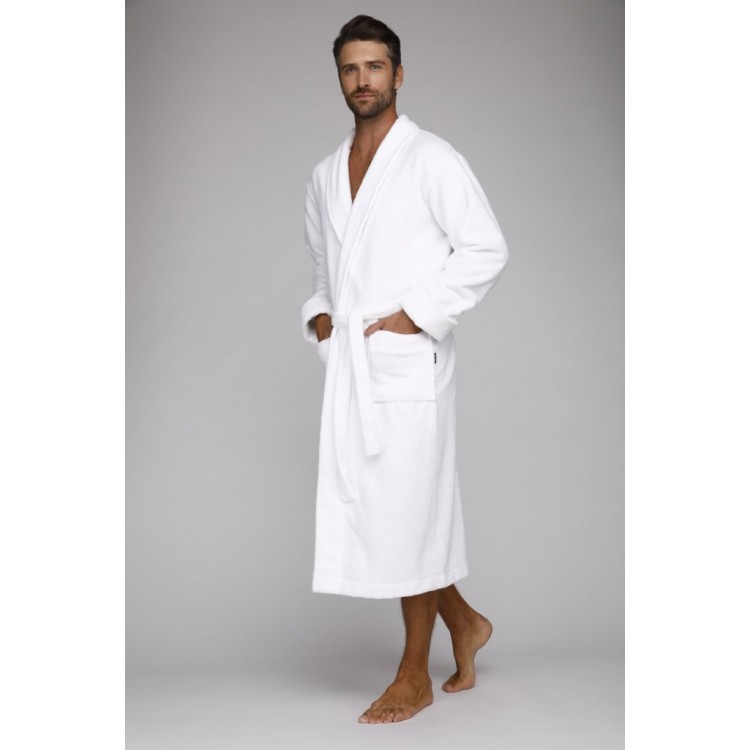 Мужской махровый халат из бамбука 908-white NATUREL, Peche Monnaie 
