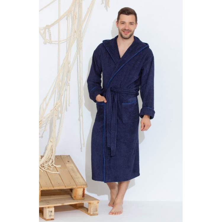 Мужской бамбуковый халат 912 blue Chevalier, Peche Monnaie 