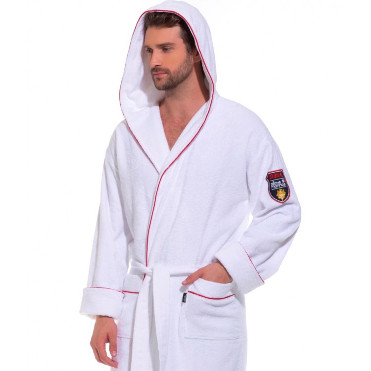 Мужской махровый халат с капюшоном 932-white Ultimate Edition, PECHE MONNAIE