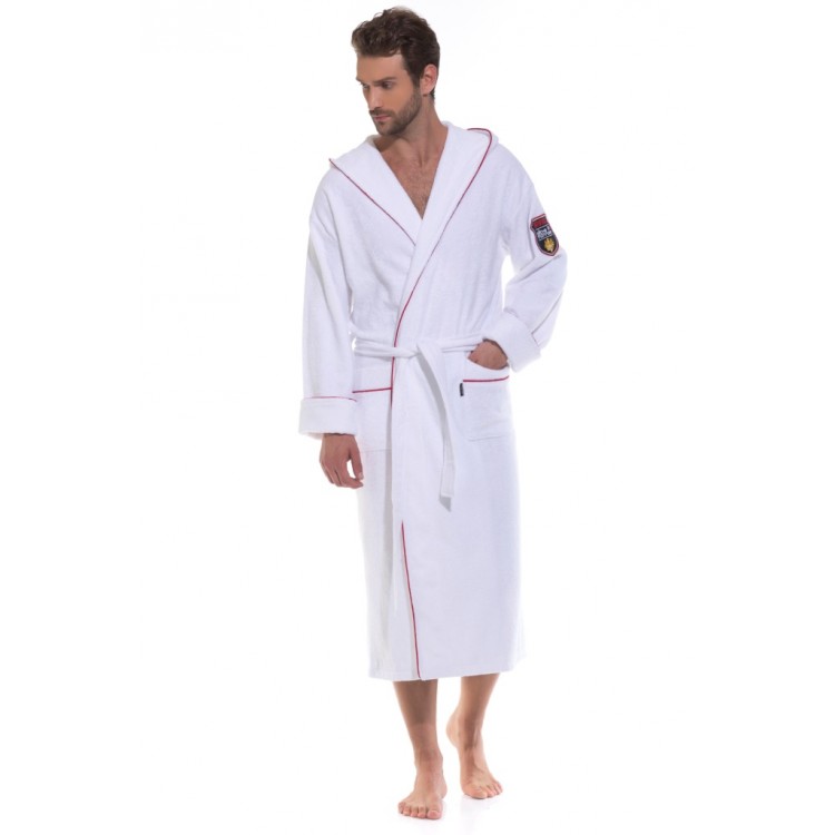 Мужской махровый халат с капюшоном 932-white Ultimate Edition, PECHE MONNAIE