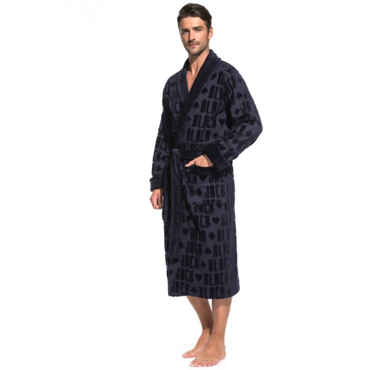 Халат махровый мужской 937 Black Jack-dark blue, PECHE MONNAIE Халат махровый мужской 937 Black Jack-dark blue, PECHE MONNAIE