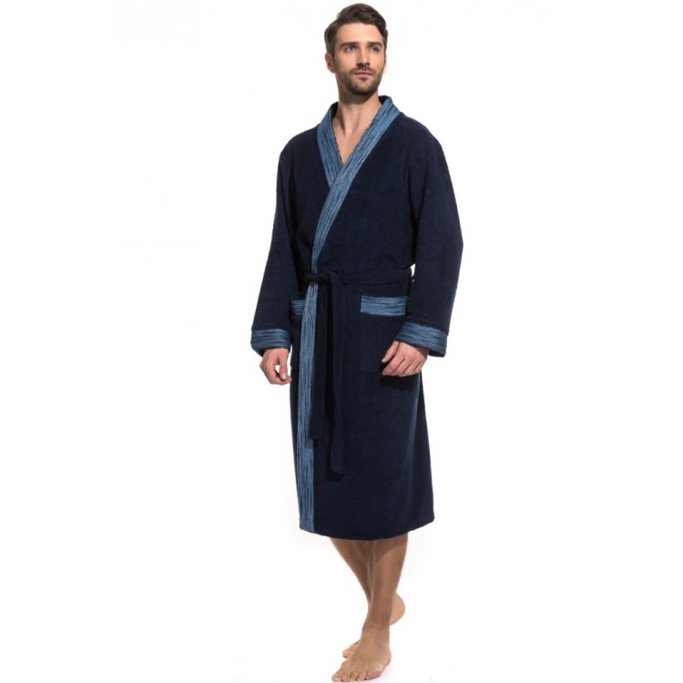 Мужской махровый халат 938 Aquaman - dark blue, PÊCHE MONNAIE Мужской махровый халат 938 Aquaman - dark blue, PÊCHE MONNAIE
