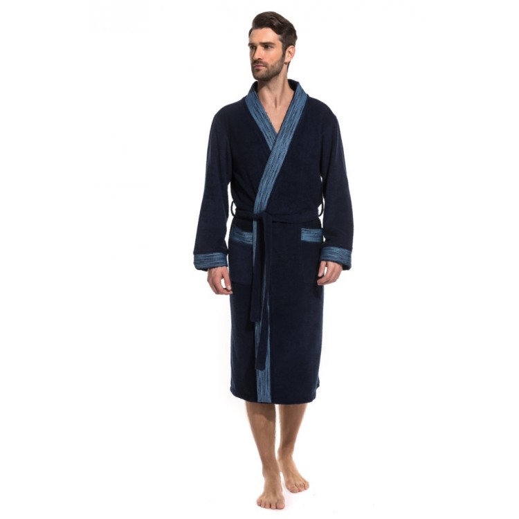 Мужской махровый халат 938 Aquaman - dark blue, PÊCHE MONNAIE