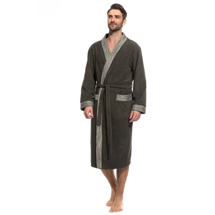 Мужской махровый халат 938 Aquaman - khaki, PÊCHE MONNAIE