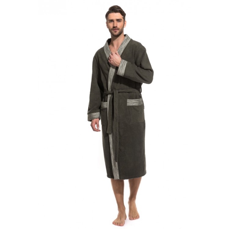 Мужской махровый халат 938 Aquaman - khaki, PÊCHE MONNAIE Мужской махровый халат 938 Aquaman - khaki, PÊCHE MONNAIE