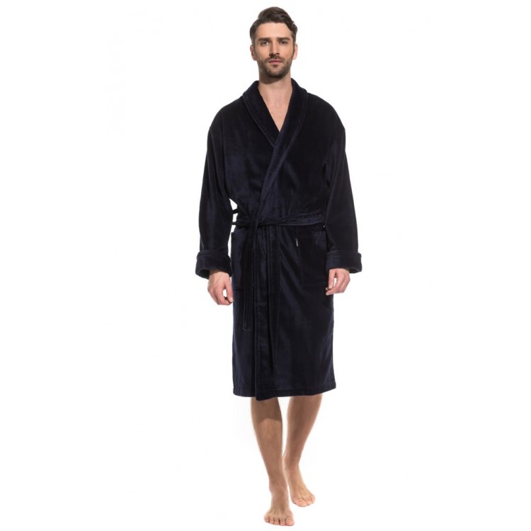 Мужской махровый халат 941 Optimum - dark blue, PÊCHE MONNAIE