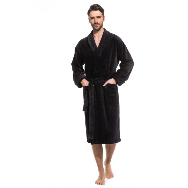 Мужской махровый халат 941 Optimum - black, PÊCHE MONNAIE