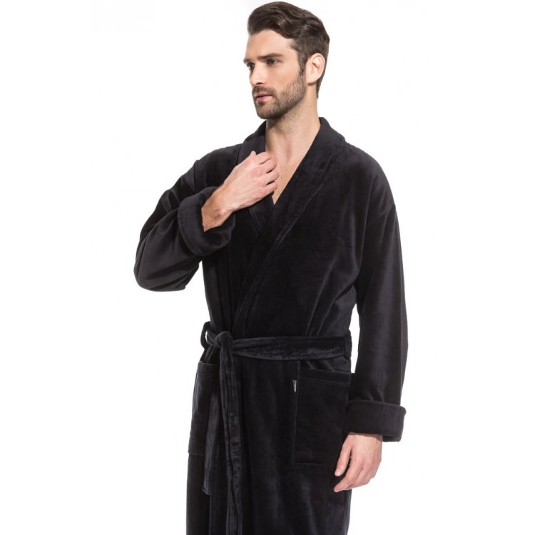 Мужской махровый халат 941 Optimum - black, PÊCHE MONNAIE