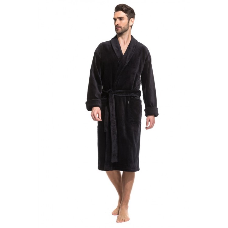 Мужской махровый халат 941 Optimum - black, PÊCHE MONNAIE