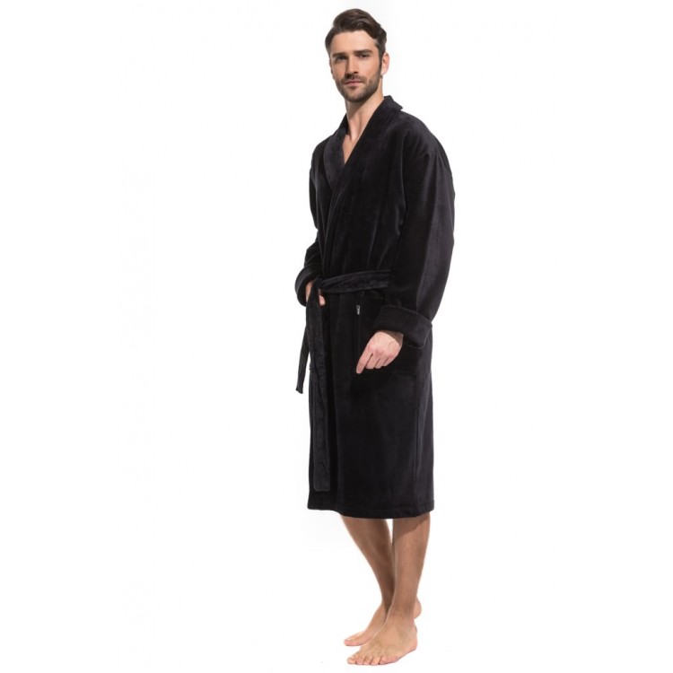 Мужской махровый халат 941 Optimum - black, PÊCHE MONNAIE