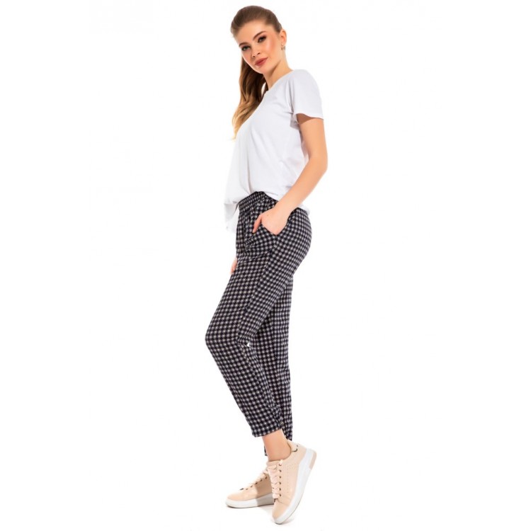 Женские брюки из вискозы 1415 Look of City blue/cream, PECHE MONNAIE
