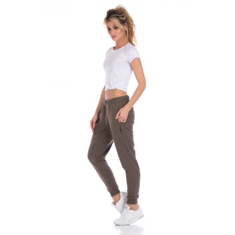 Женские брюки для спорта и отдыха Wake & Up 1700-dark beige, PECHE MONNAIE