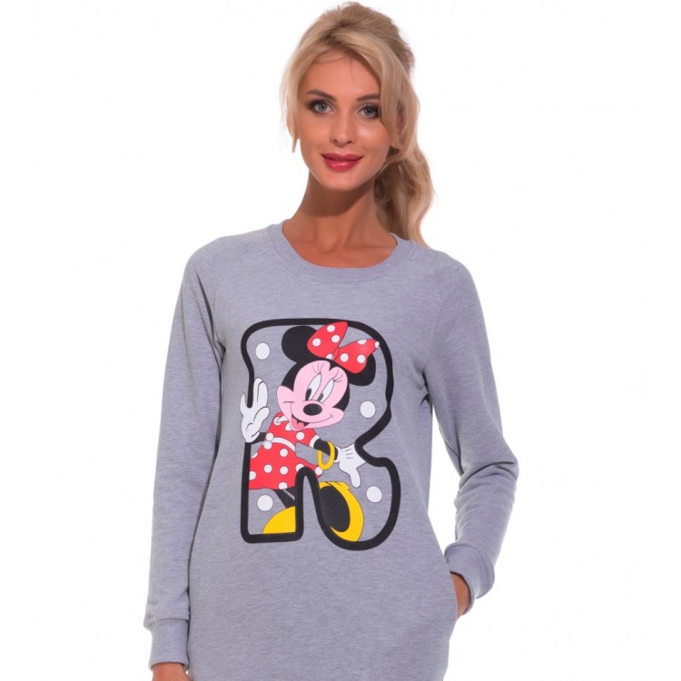 Удлиненный женский свитшот Always Mini 1707-gray, PECHE MONNAIE