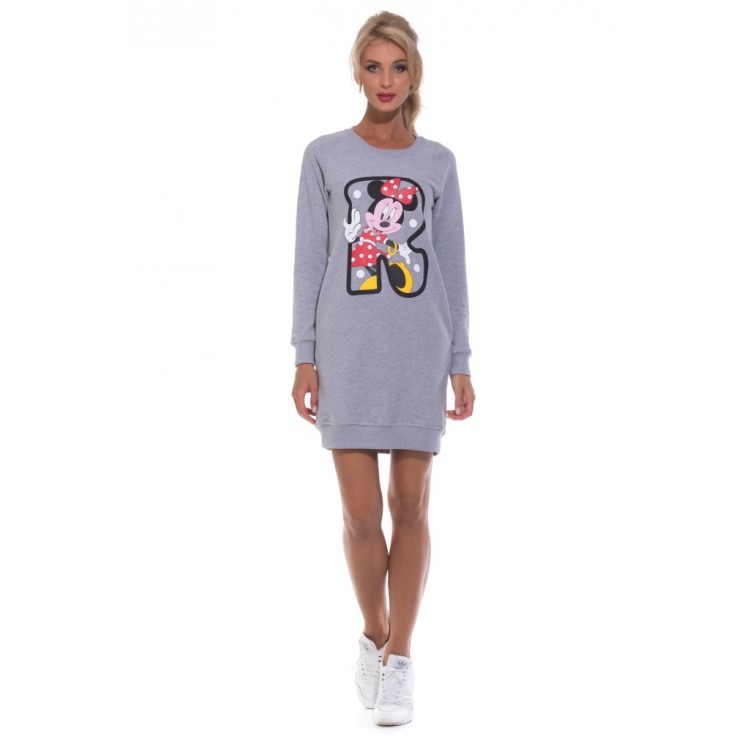 Удлиненный женский свитшот Always Mini 1707-gray, PECHE MONNAIE