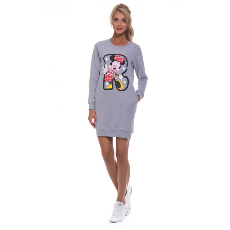 Удлиненный женский свитшот Always Mini 1707-gray, PECHE MONNAIE