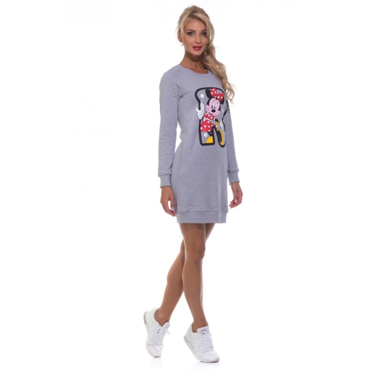 Удлиненный женский свитшот Always Mini 1707-gray, PECHE MONNAIE