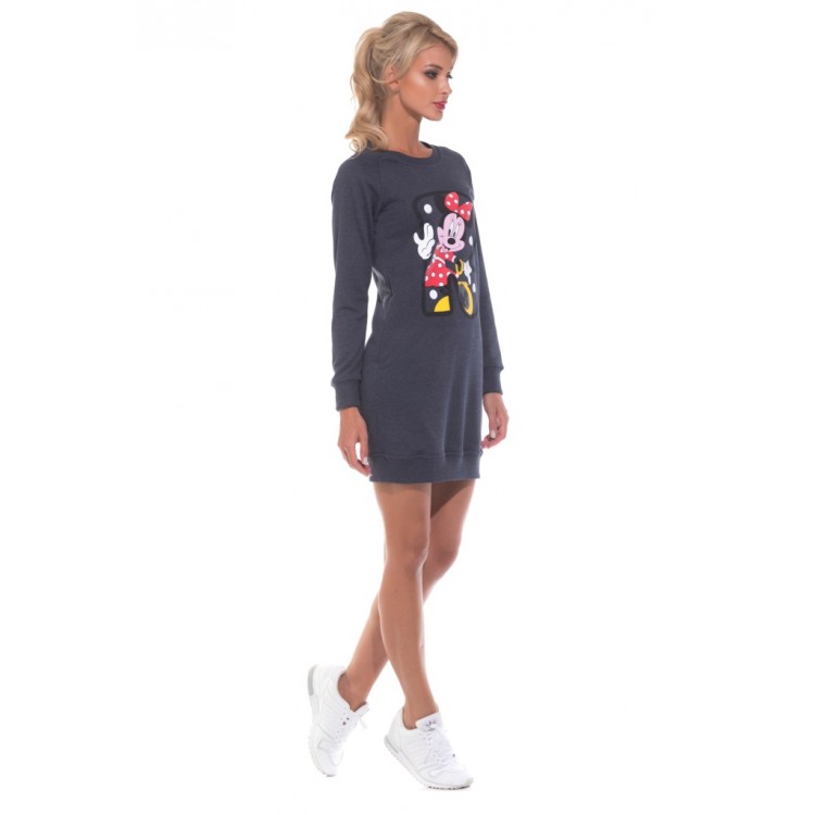 Удлиненный женский свитшот Always Mini 1707-jeans, PECHE MONNAIE