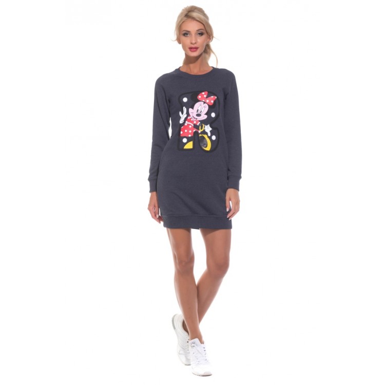 Удлиненный женский свитшот Always Mini 1707-jeans, PECHE MONNAIE