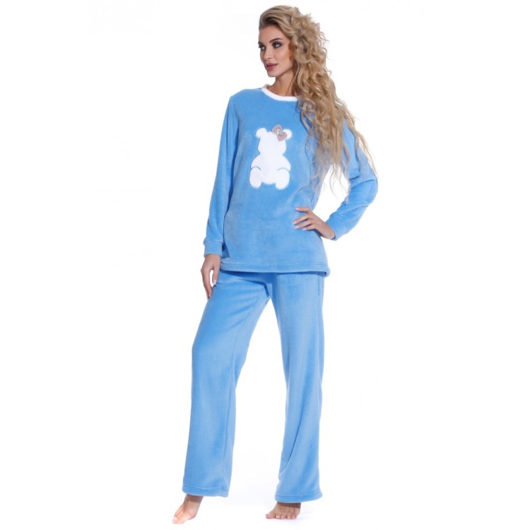 Женская плюшевая пижама с брюками 1711-azure Soft Teddy, PECHE MONNAIE