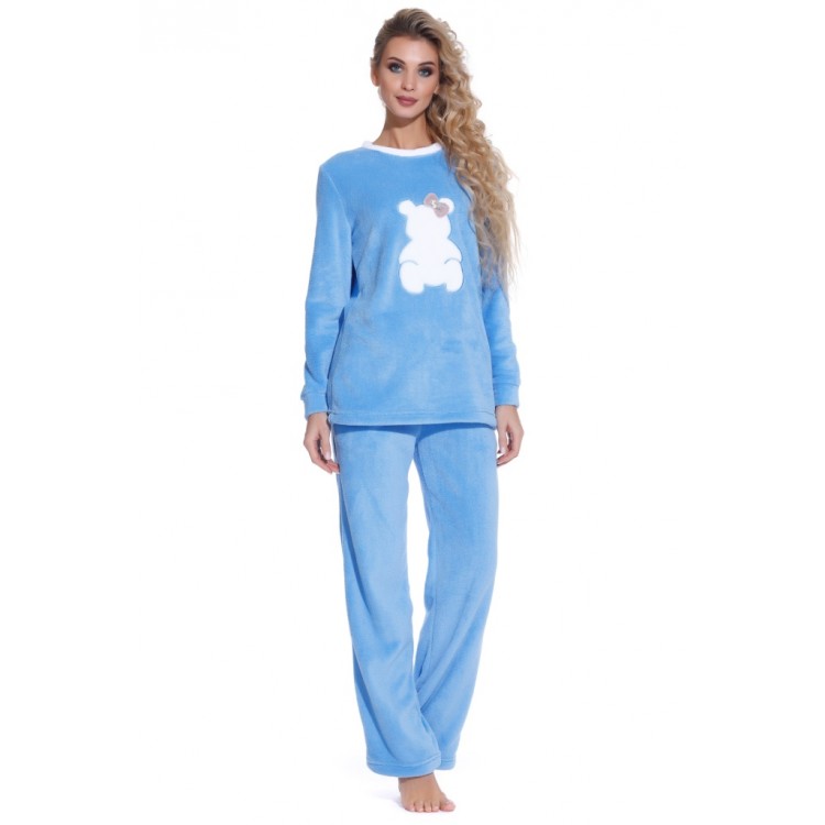 Женская плюшевая пижама с брюками 1711-azure Soft Teddy, PECHE MONNAIE
