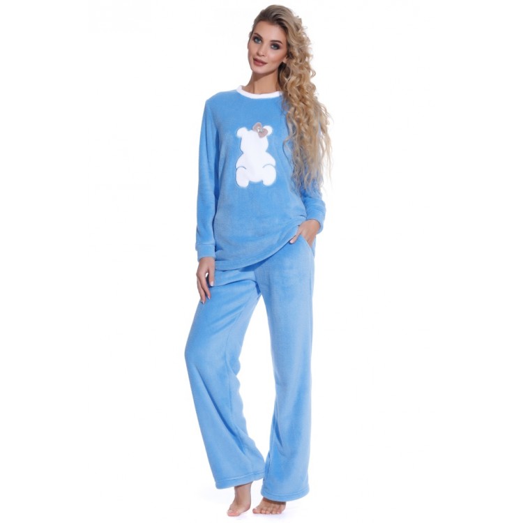 Женская плюшевая пижама с брюками 1711-azure Soft Teddy, PECHE MONNAIE