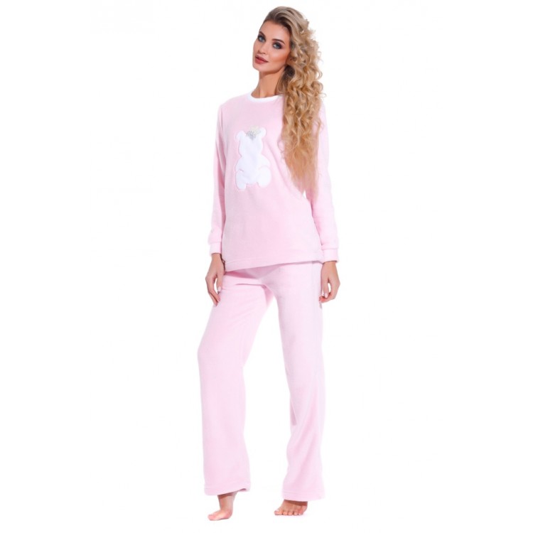 Женская плюшевая пижама с брюками 1711-pink Soft Teddy, PECHE MONNAIE
