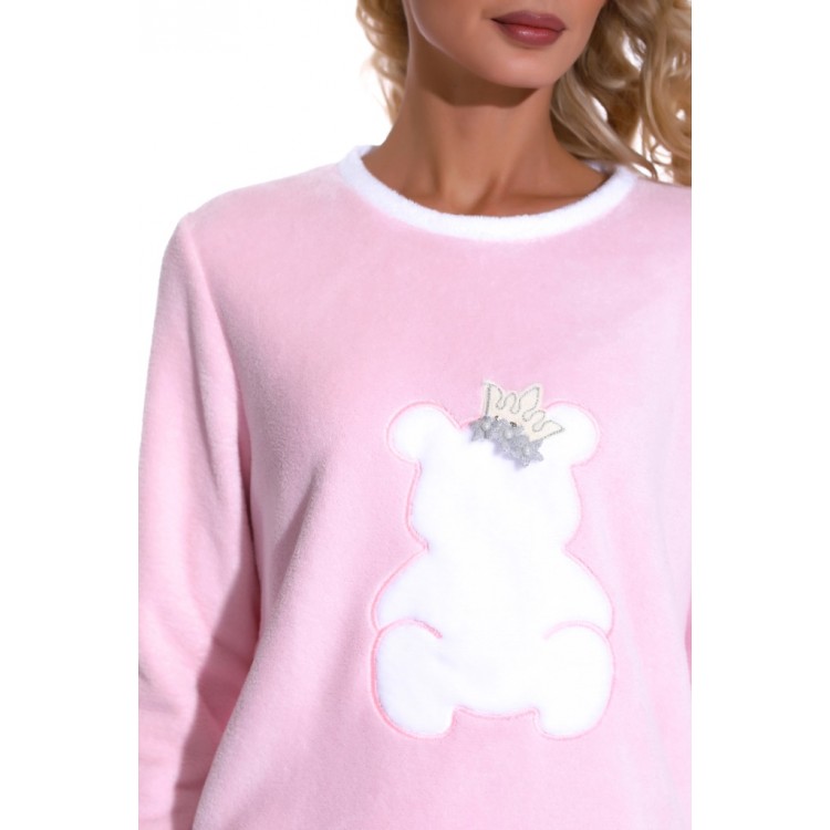 Женская плюшевая пижама с брюками 1711-pink Soft Teddy, PECHE MONNAIE