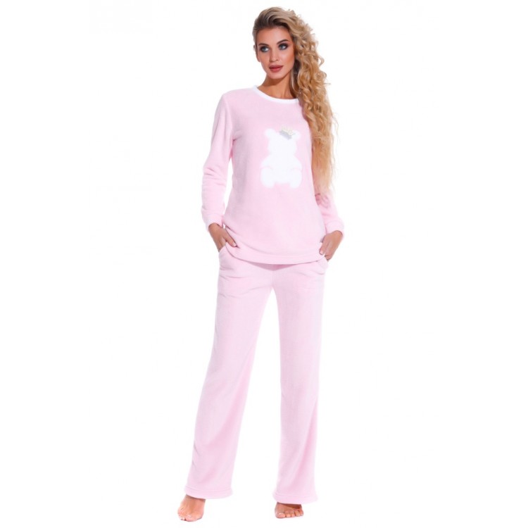 Женская плюшевая пижама с брюками 1711-pink Soft Teddy, PECHE MONNAIE