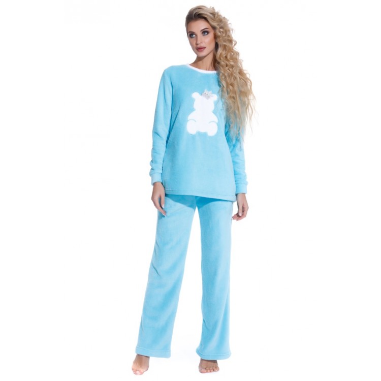Женская плюшевая пижама с брюками 1711-turquoise Soft Teddy, PECHE MONNAIE
