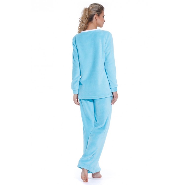 Женская плюшевая пижама с брюками 1711-turquoise Soft Teddy, PECHE MONNAIE