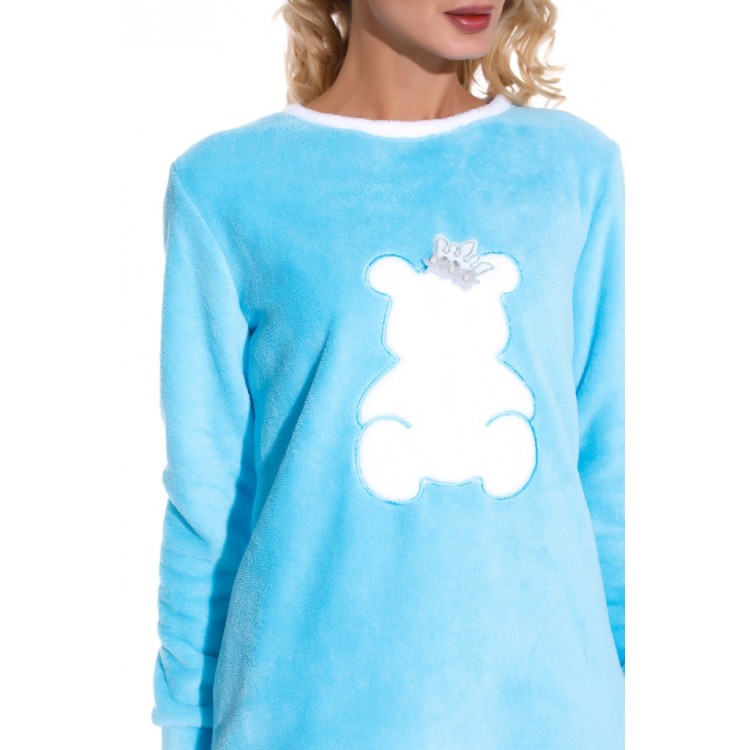 Женская плюшевая пижама с брюками 1711-turquoise Soft Teddy, PECHE MONNAIE