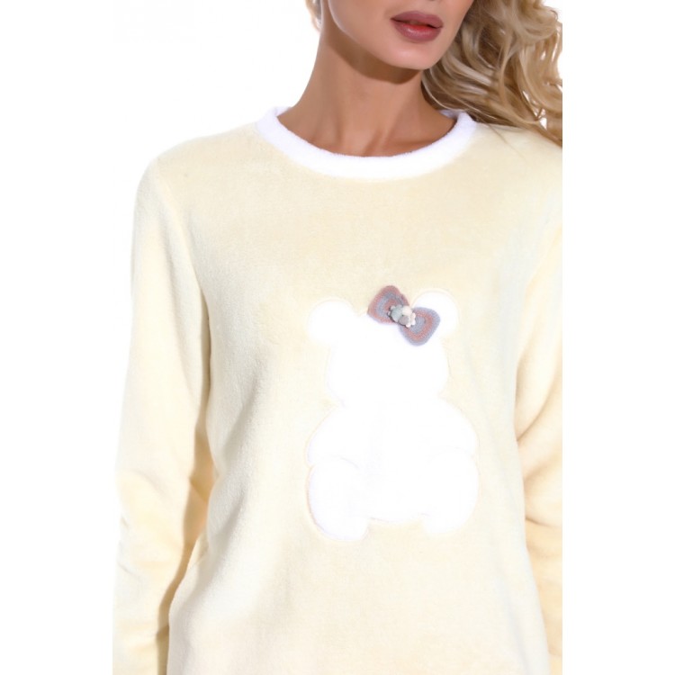 Женская плюшевая пижама с брюками 1711-yellow Soft Teddy, PECHE MONNAIE