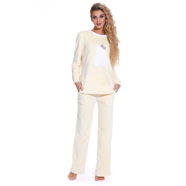 Женская плюшевая пижама с брюками 1711-yellow Soft Teddy, PECHE MONNAIE