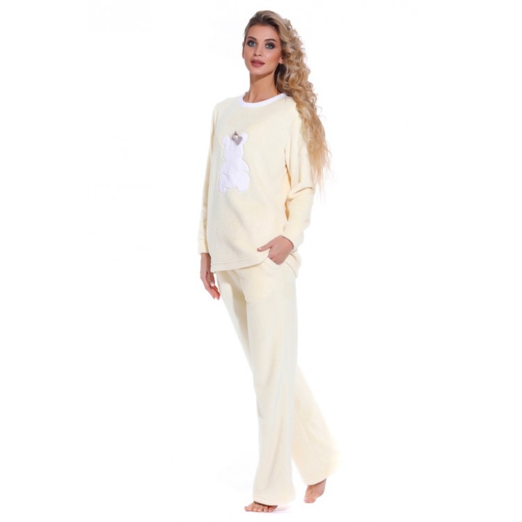 Женская плюшевая пижама с брюками 1711-yellow Soft Teddy, PECHE MONNAIE