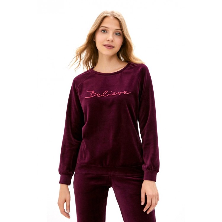 Женский велюровый костюм 1737 marsala, PÊCHE MONNAIE