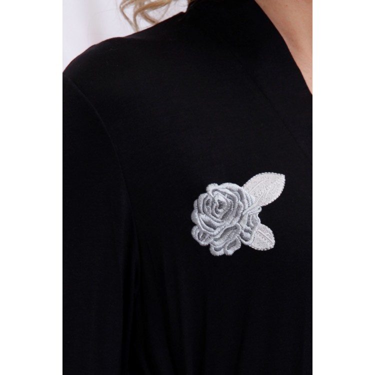 Женский трикотажный халат из бамбука 216 black Emotion, PECHE MONNAIE 