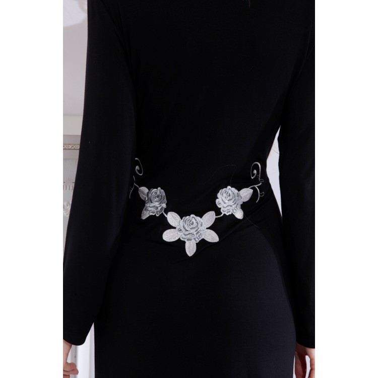 Женский трикотажный халат из бамбука 216 black Emotion, PECHE MONNAIE 