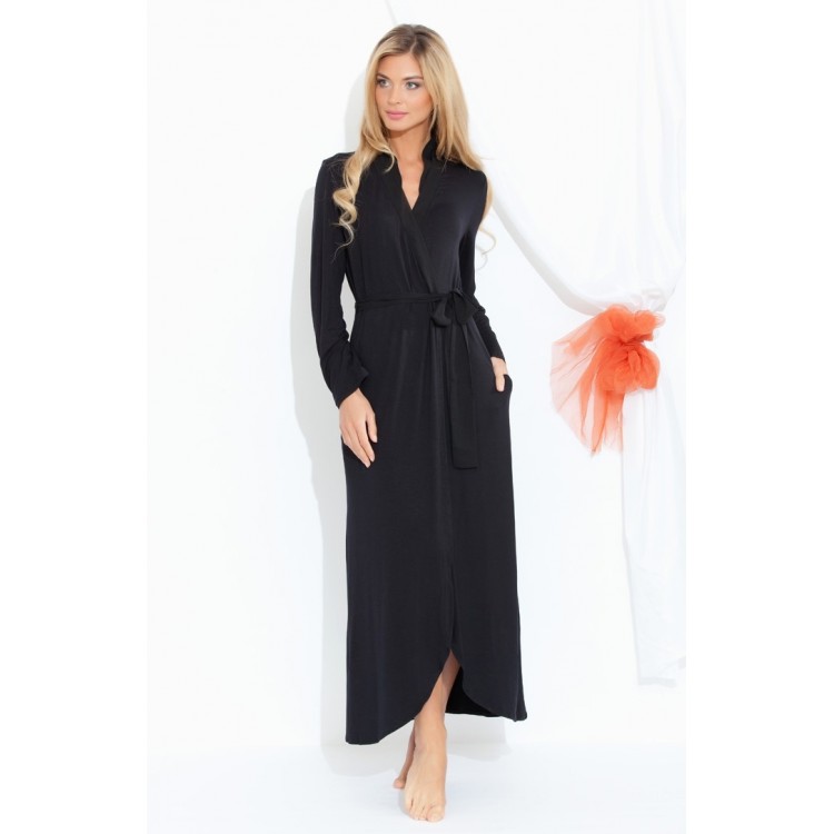 Женский трикотажный халат из бамбука 217 black Sweet Lady, PECHE MONNAIE 