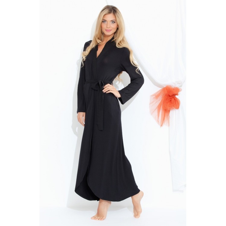 Женский трикотажный халат из бамбука 217 black Sweet Lady, PECHE MONNAIE 