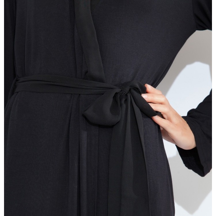 Женский трикотажный халат из бамбука 217 black Sweet Lady, PECHE MONNAIE 