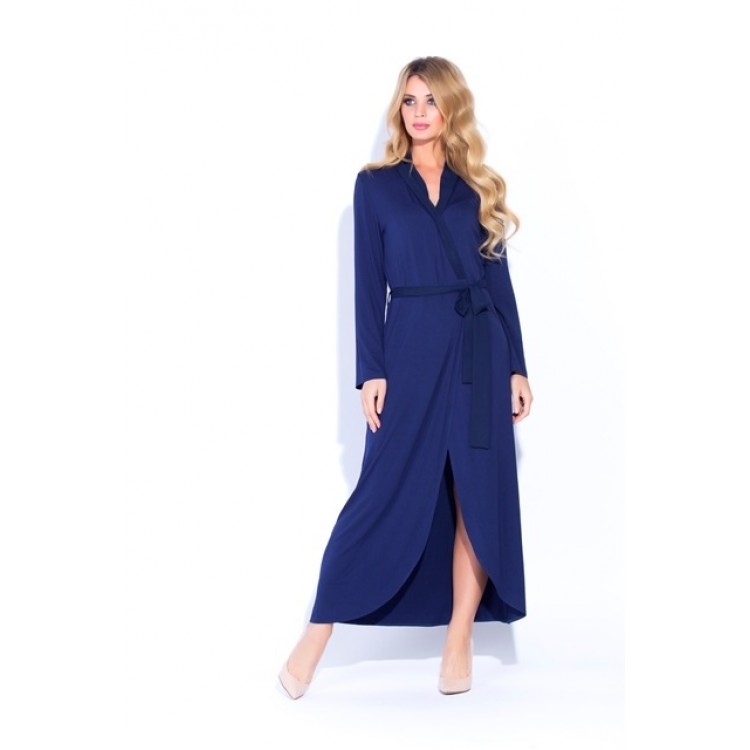 Женский темно-синий халат из бамбука  217 dark blue, PECHE MONNAIE 