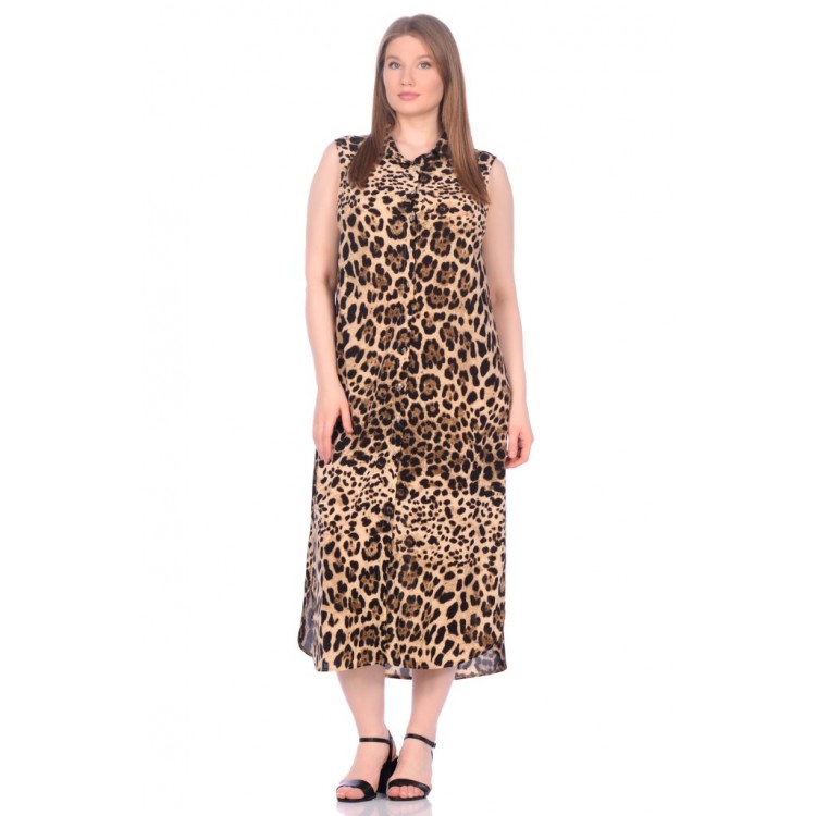 Платье-туника из вискозы  221 Sunrise leopard, PECHE MONNAIE