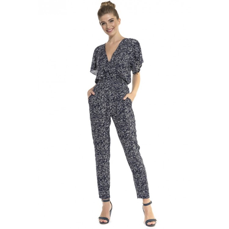 Комбинезон из натурального штапеля 225 Bleu magique dark blue, PECHE MONNAIE